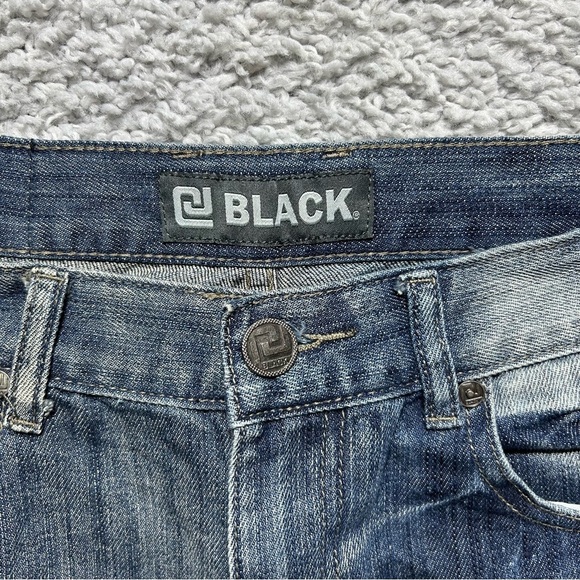 Buckle Black Jeans Mens 32 x 32 Low Rise Slim Straight Distressed Holes Street - Picture 2 of 5